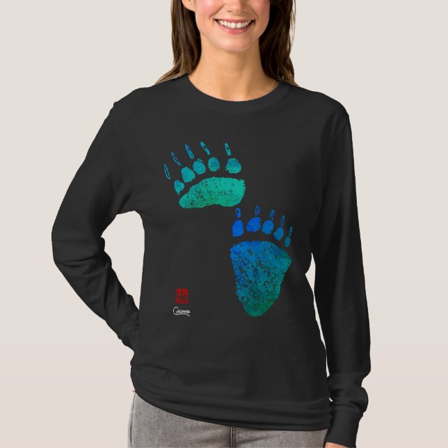 Blue Green Bear Paws - Long Sleeve T-shirt (Front)
