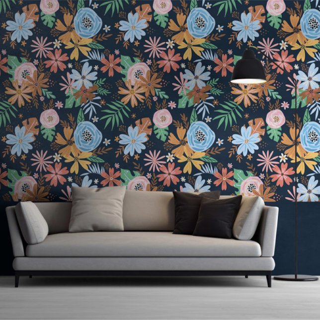 Blue Green Big Bold Flower Pattern Wallpaper (Blue Green Big Bold Flower Pattern Wallpaper from Ricaso. 

Bold choice for the trendy designer home)