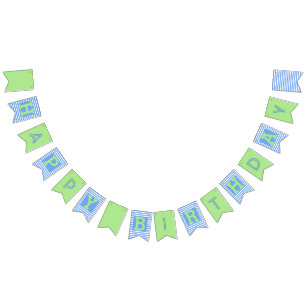 Blue, Green Birthday Bunting Flags