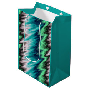 Blue Green black and white abstract Medium Gift Bag