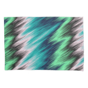 Blue Green black and white abstract Pillowcase