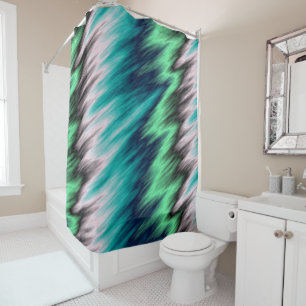 Blue Green black and white abstract Shower Curtain