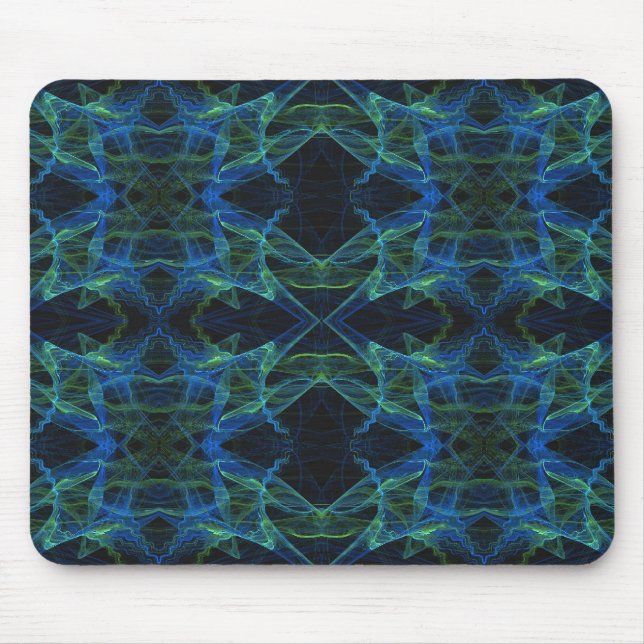 Blue, Green & Black Fractal Mousepad (Front)