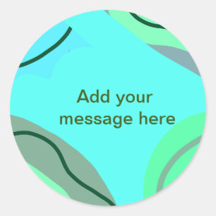 Blue green black pastel abstract add name text boh classic round sticker