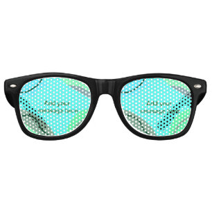 Blue green black pastel abstract add name text boh retro sunglasses