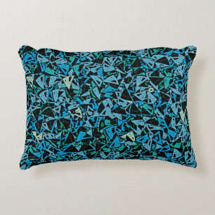 Blue Green Black Triangle Seamless Pattern Decorative Cushion