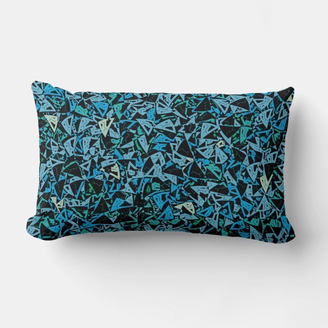 Blue Green Black Triangle Seamless Pattern Lumbar Cushion (Front)