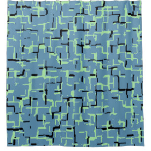 Blue Green Black Unique Pattern Shower Curtain