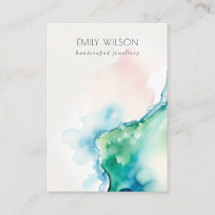 Blue Green Blush Watercolor Agate Blank Jewelry Business Card