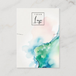 Blue Green Blush Watercolor Agate Necklace Logo Business Card