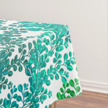 Blue Green Boxwood Branches Tablecloth