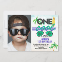 Blue Green Boys Cool Dude Photo 1st Birthday