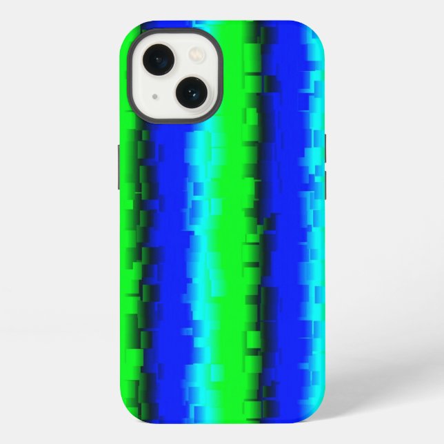 Blue Green Broken Glass Stripes iPhone Case (Back)