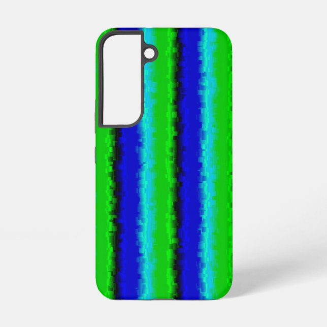 Blue Green Broken Glass Stripes Samsung Galaxy S22 Case (Back)