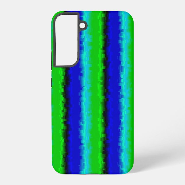 Blue Green Broken Glass Stripes Samsung Galaxy S22+ Case (Back)