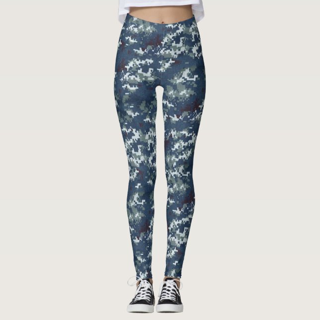 Blue Green/Brown Camouflage Women's Leggings (Front)