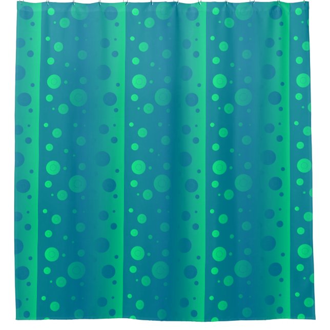 Blue Green Bubbles Shower Curtain (Front)
