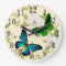 Blue & Green Butterflies On Dogwood Flowers Clock