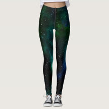 Blue Green celestial starry sky Leggings
