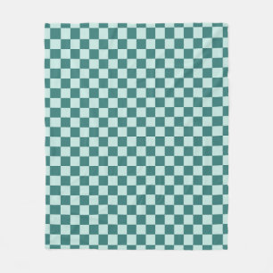 Blue Green Checkered Pattern Checkerboard Check Fleece Blanket