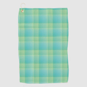 Blue Green Chequered Abstract Pattern Golf Towel
