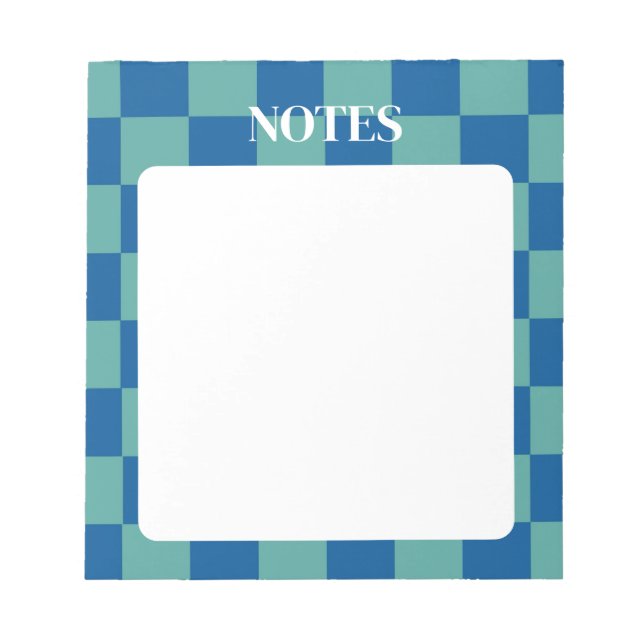 Blue & Green Chequered Bold & Customisable Notepad (Front)