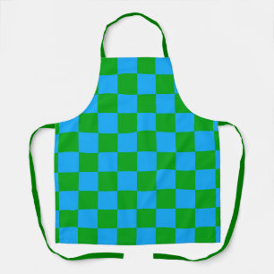 Blue Green Chequered Check Pattern Apron