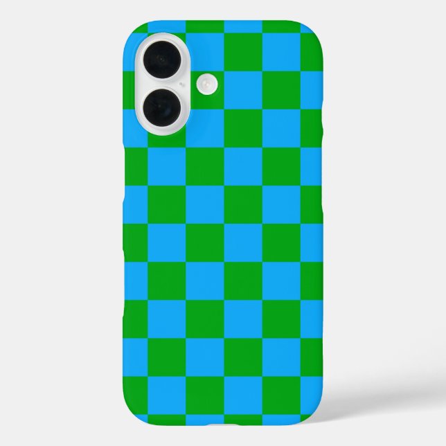 Blue Green Chequered Check Pattern Case-Mate iPhone Case (Back)