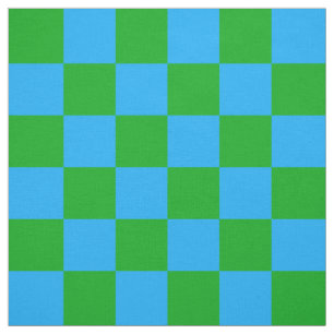 Blue Green Chequered Check Pattern Fabric