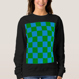 Blue Green Chequered Check Pattern Sweatshirt
