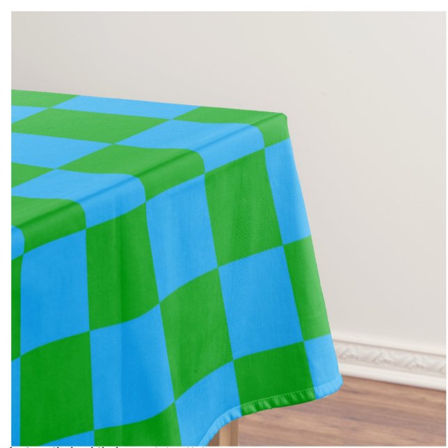 Blue Green Chequered Check Pattern Tablecloth (Creator Uploaded)