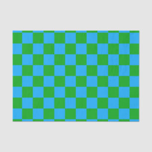 Blue Green Chequered Check Pattern Tissue Paper