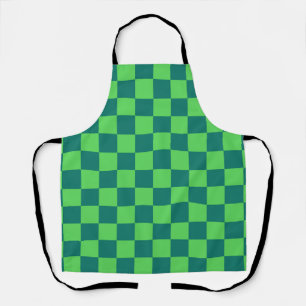 Blue Green Chequered Gingham Pattern Apron