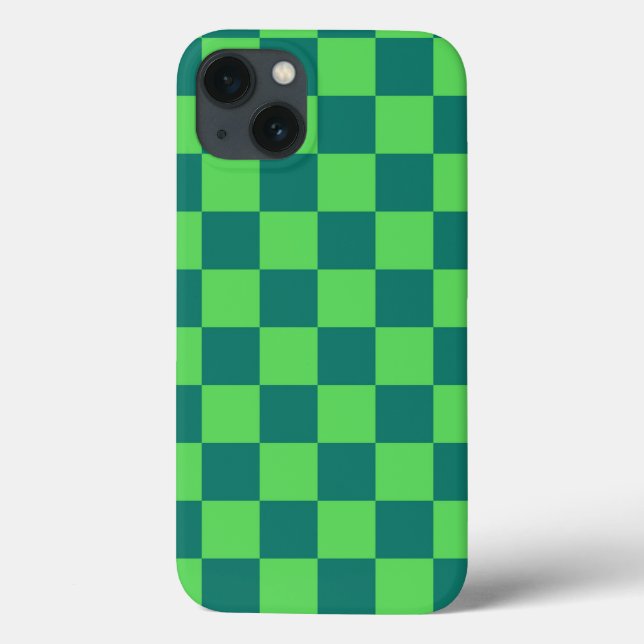 Blue Green Chequered Gingham Pattern Case-Mate iPhone Case (Back)