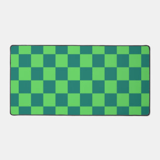 Blue Green Chequered Gingham Pattern Desk Mat