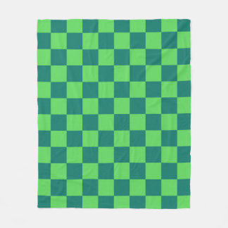 Blue Green Chequered Gingham Pattern Fleece Blanket