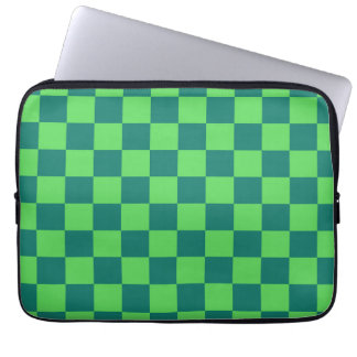Blue Green Chequered Gingham Pattern Laptop Sleeve