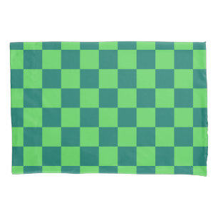 Blue Green Chequered Gingham Pattern Pillowcase