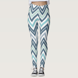 Blue/Green Chervron Women's Leggings