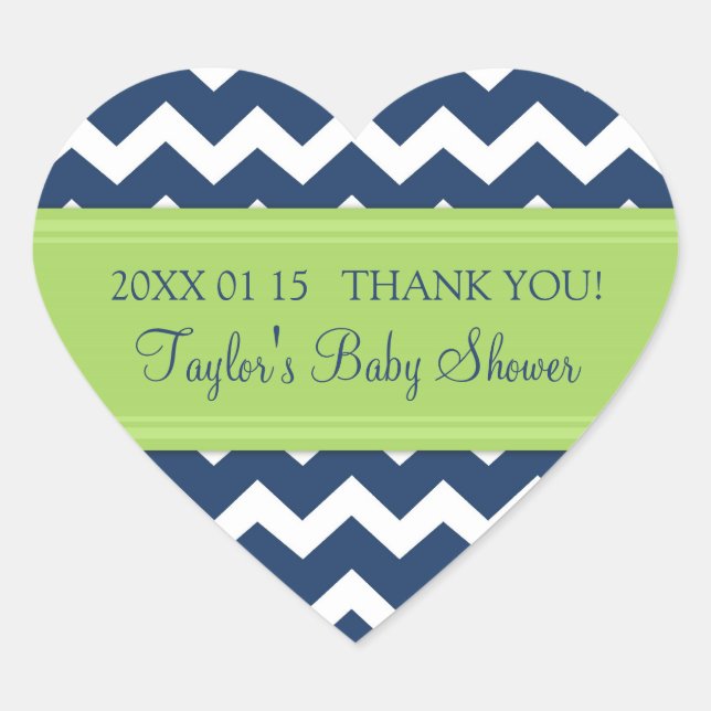 Blue Green Chevron Baby Shower Favour Stickers (Front)
