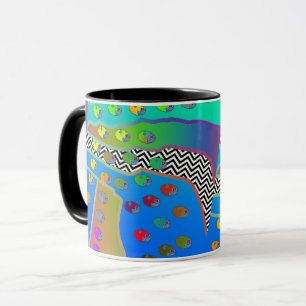 Blue Green Chevron Geo Mug