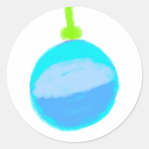 blue green christmas bells classic round sticker