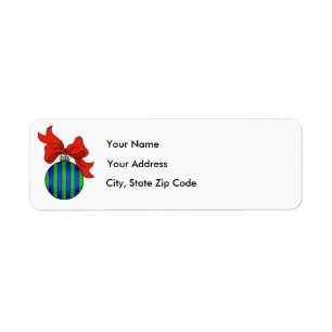 Blue & Green Christmas Ornament - Address Label Return Address Label