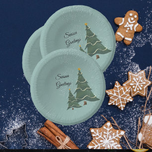 Blue Green Christmas Tree Design Paper Bowls Paper Plate