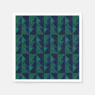 Blue, green Christmas trees. Christmas Napkin
