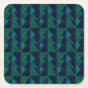 Blue, green Christmas trees. Christmas  Square Paper Coaster