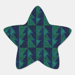 Blue, green Christmas trees. Christmas Star Sticker