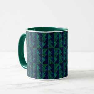 Blue, green Christmas trees. Mug