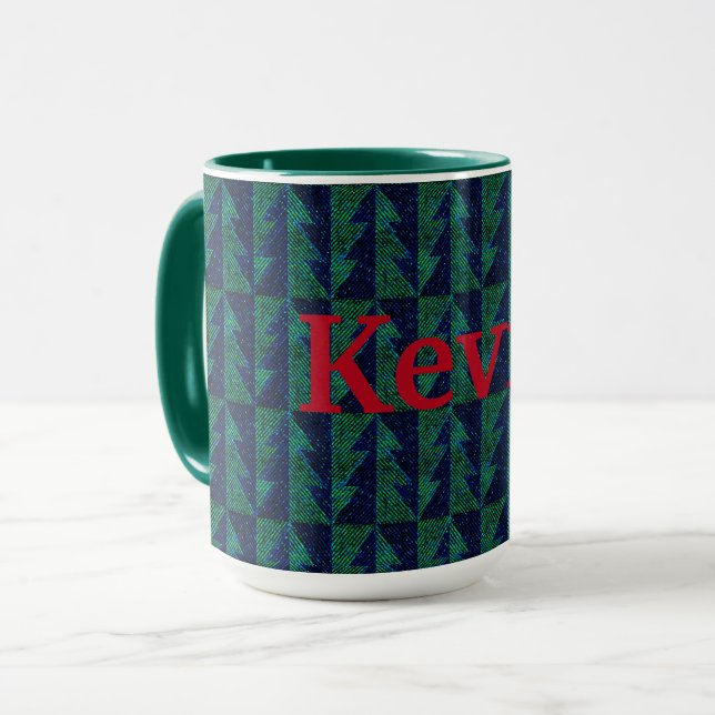 Blue, green Christmas trees. Mug (Front Left)