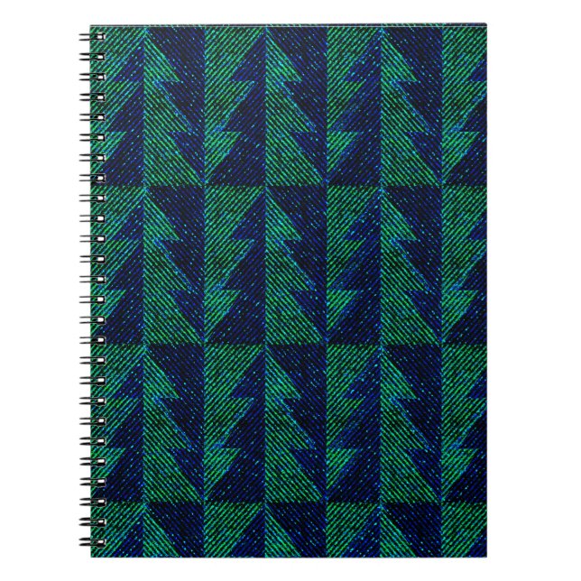 Blue, green Christmas trees.  Notebook (Front)